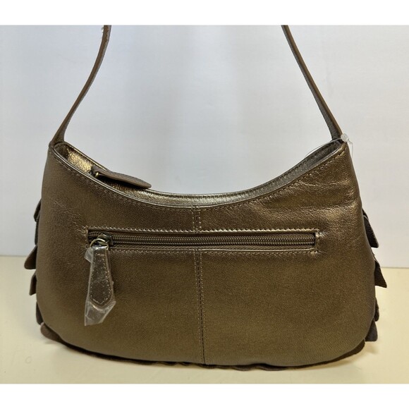 Coldwater Creek Bronze Ruffle Clutch Bag Purse - Picture 6 of 7